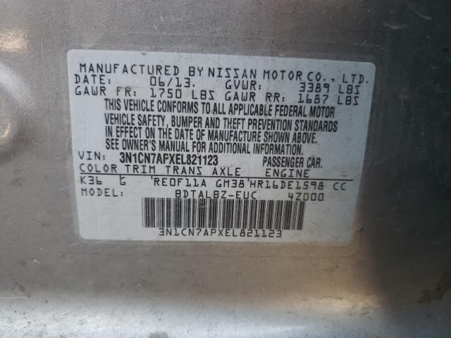 Photo 9 VIN: 3N1CN7APXEL821123 - NISSAN VERSA S 