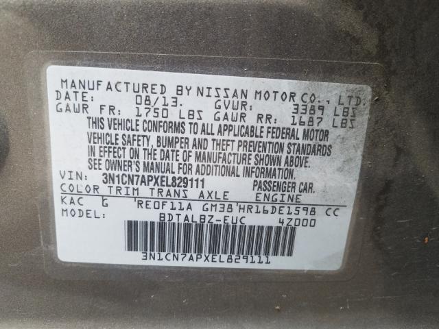 Photo 9 VIN: 3N1CN7APXEL829111 - NISSAN VERSA S 