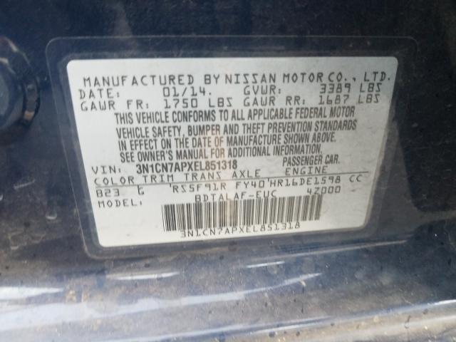 Photo 9 VIN: 3N1CN7APXEL851318 - NISSAN VERSA S 