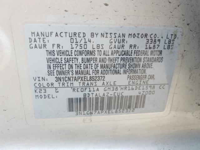 Photo 9 VIN: 3N1CN7APXEL852372 - NISSAN VERSA S 