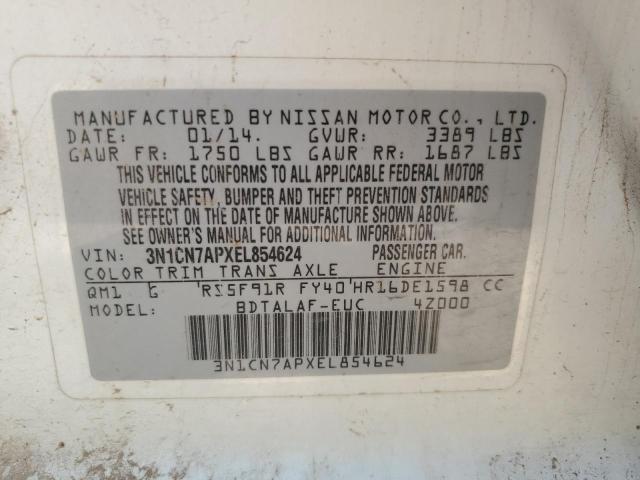 Photo 11 VIN: 3N1CN7APXEL854624 - NISSAN VERSA S 