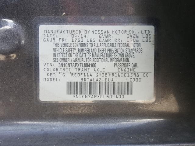 Photo 9 VIN: 3N1CN7APXFL804100 - NISSAN VERSA S 