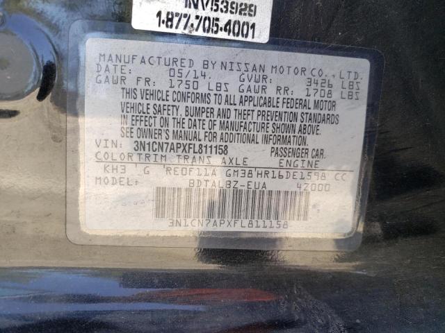 Photo 11 VIN: 3N1CN7APXFL811158 - NISSAN VERSA S 