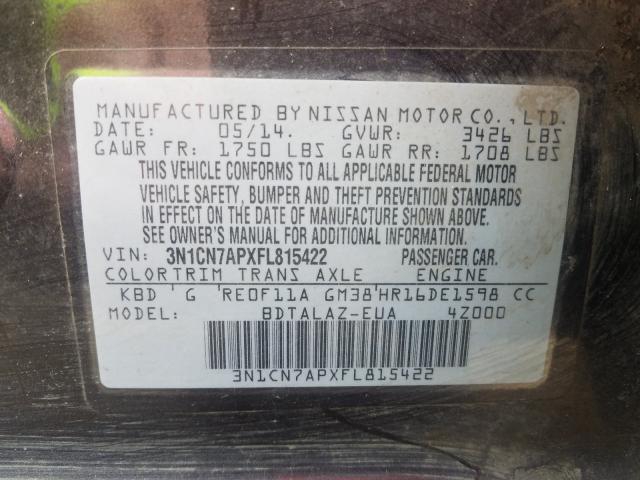 Photo 9 VIN: 3N1CN7APXFL815422 - NISSAN VERSA 