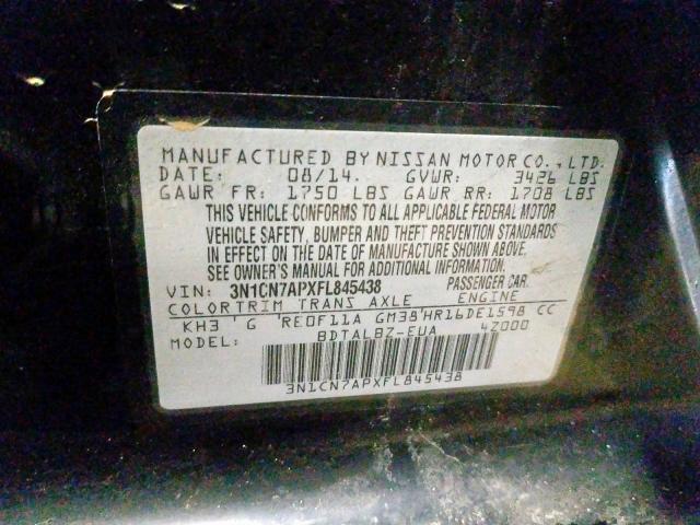 Photo 9 VIN: 3N1CN7APXFL845438 - NISSAN VERSA S 