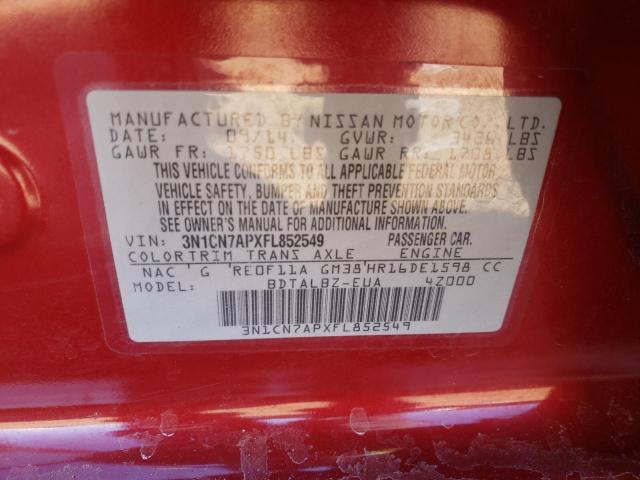 Photo 9 VIN: 3N1CN7APXFL852549 - NISSAN VERSA S 