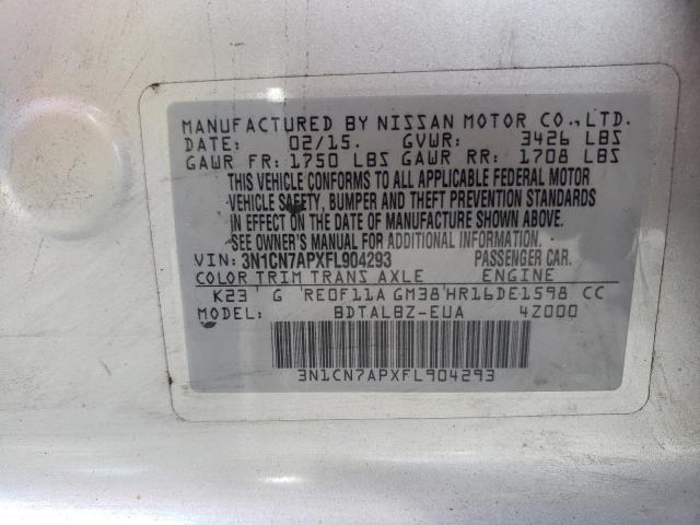 Photo 11 VIN: 3N1CN7APXFL904293 - NISSAN VERSA S 