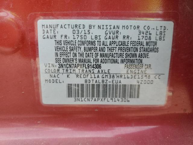 Photo 11 VIN: 3N1CN7APXFL914306 - NISSAN VERSA S 