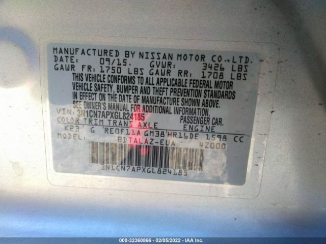 Photo 8 VIN: 3N1CN7APXGL824185 - NISSAN VERSA 