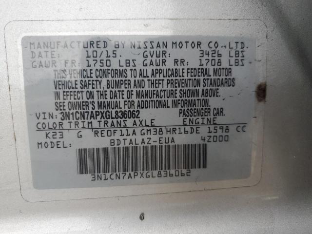 Photo 11 VIN: 3N1CN7APXGL836062 - NISSAN VERSA 