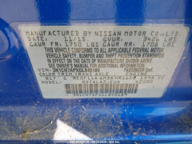 Photo 8 VIN: 3N1CN7APXGL840189 - NISSAN VERSA 