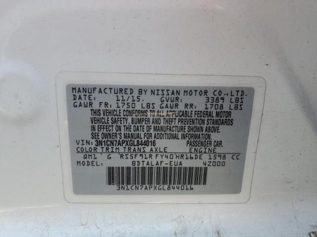 Photo 12 VIN: 3N1CN7APXGL844016 - NISSAN VERSA S 