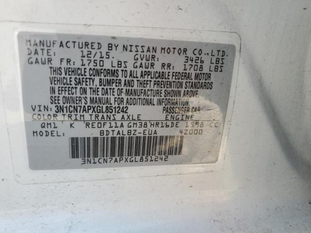 Photo 11 VIN: 3N1CN7APXGL851242 - NISSAN VERSA S 