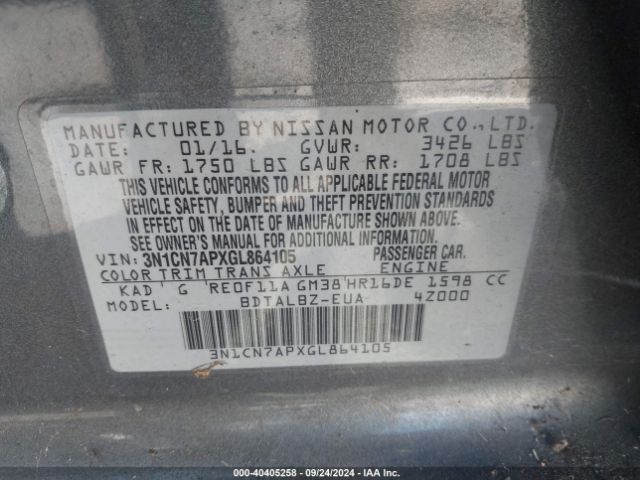 Photo 8 VIN: 3N1CN7APXGL864105 - NISSAN VERSA 