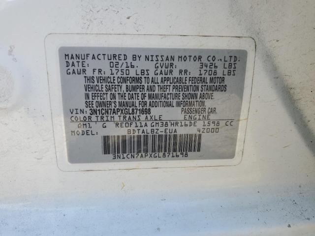 Photo 11 VIN: 3N1CN7APXGL871698 - NISSAN VERSA S 