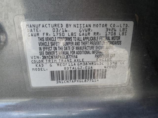 Photo 12 VIN: 3N1CN7APXGL877114 - NISSAN VERSA 