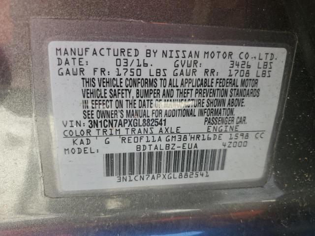 Photo 9 VIN: 3N1CN7APXGL882541 - NISSAN VERSA S 