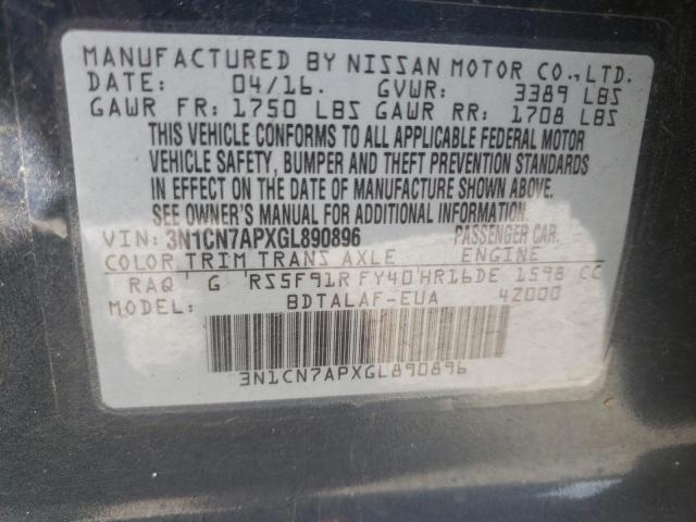 Photo 9 VIN: 3N1CN7APXGL890896 - NISSAN VERSA S 