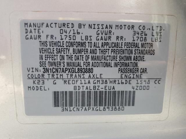 Photo 11 VIN: 3N1CN7APXGL893880 - NISSAN VERSA 