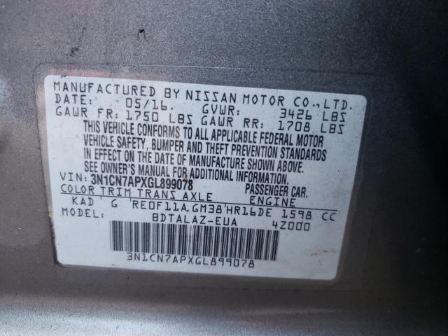 Photo 9 VIN: 3N1CN7APXGL899078 - NISSAN VERSA S 