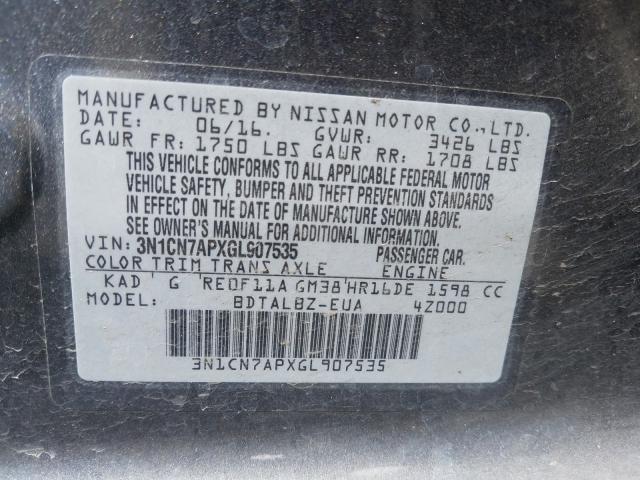 Photo 9 VIN: 3N1CN7APXGL907535 - NISSAN VERSA S 