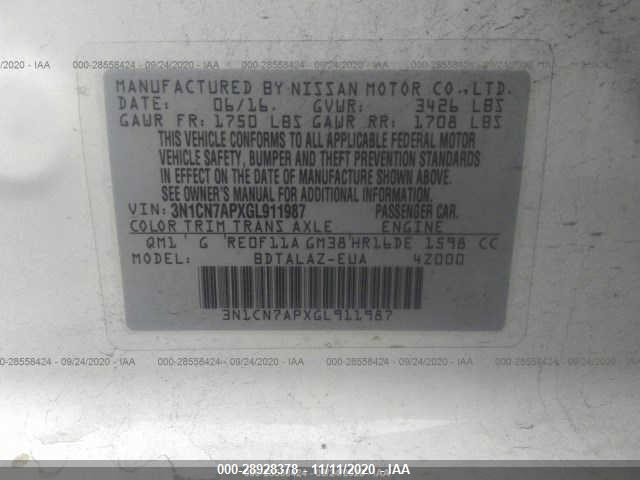 Photo 8 VIN: 3N1CN7APXGL911987 - NISSAN VERSA 