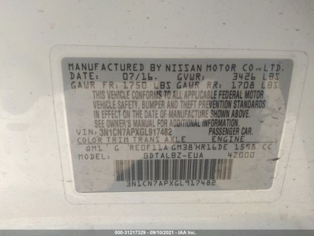 Photo 8 VIN: 3N1CN7APXGL917482 - NISSAN VERSA 