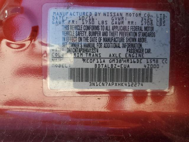 Photo 11 VIN: 3N1CN7APXHK412274 - NISSAN VERSA 