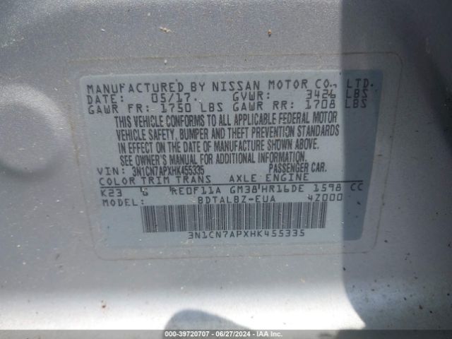 Photo 8 VIN: 3N1CN7APXHK455335 - NISSAN VERSA 