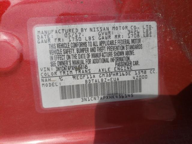 Photo 12 VIN: 3N1CN7APXHK456145 - NISSAN VERSA 