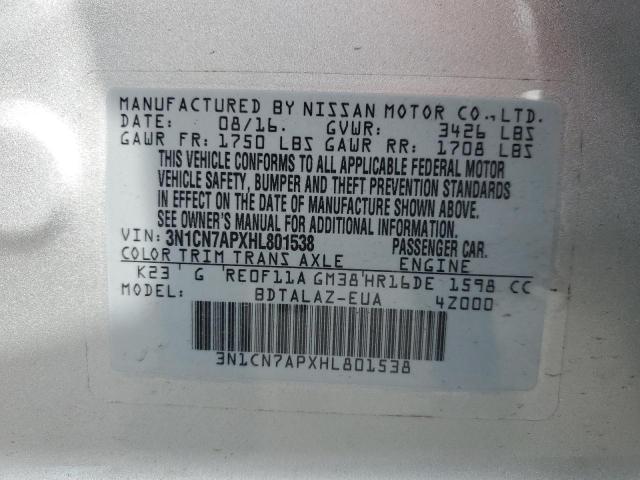 Photo 12 VIN: 3N1CN7APXHL801538 - NISSAN VERSA 