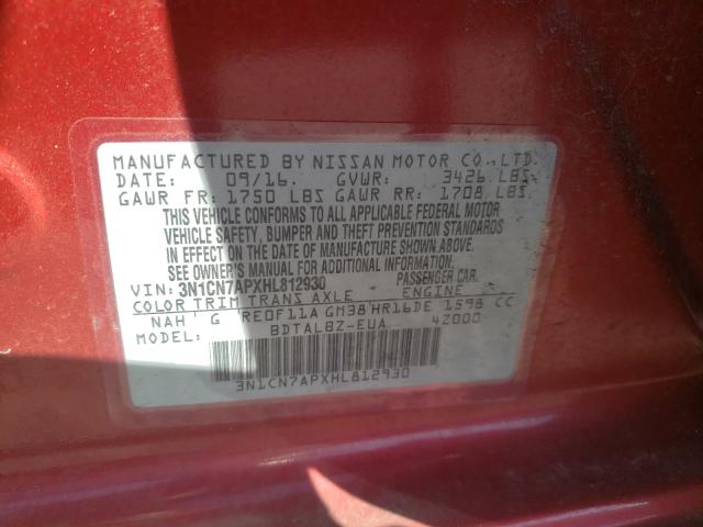 Photo 9 VIN: 3N1CN7APXHL812930 - NISSAN VERSA S 