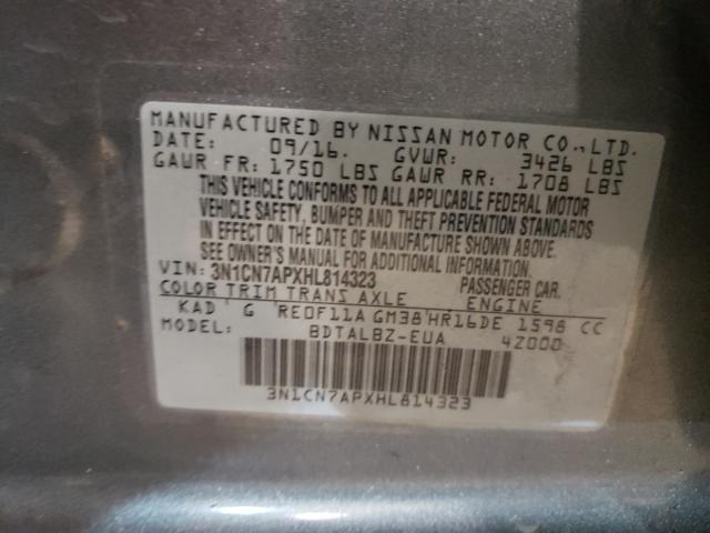 Photo 9 VIN: 3N1CN7APXHL814323 - NISSAN VERSA S 