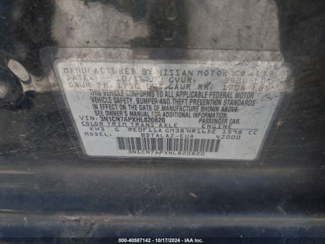 Photo 8 VIN: 3N1CN7APXHL820820 - NISSAN VERSA 