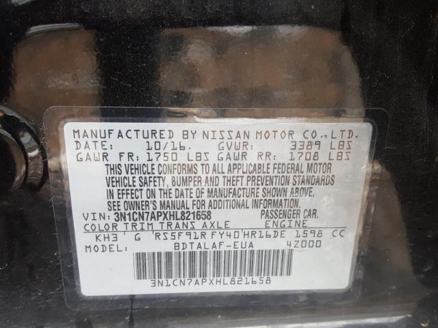 Photo 9 VIN: 3N1CN7APXHL821658 - NISSAN VERSA S 