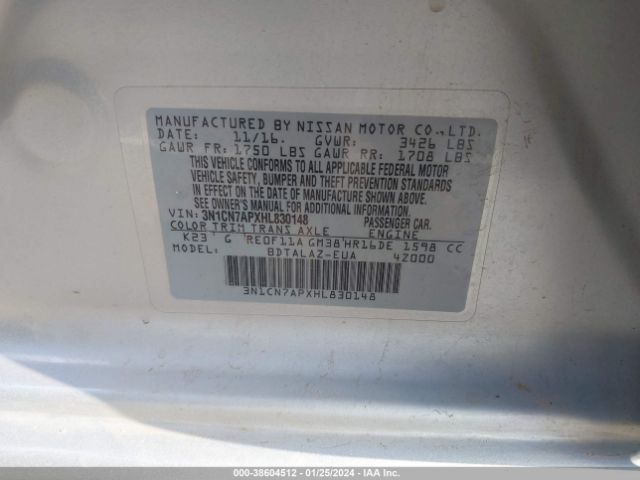 Photo 8 VIN: 3N1CN7APXHL830148 - NISSAN VERSA 