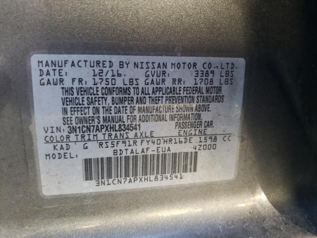 Photo 9 VIN: 3N1CN7APXHL834541 - NISSAN VERSA S 