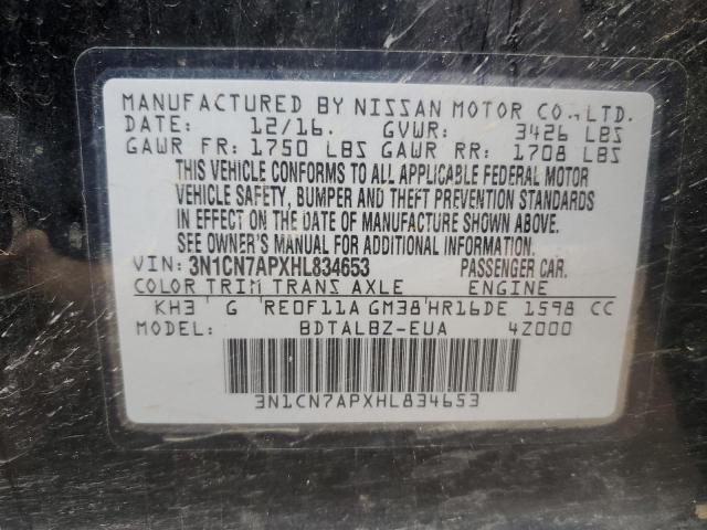 Photo 11 VIN: 3N1CN7APXHL834653 - NISSAN VERSA S 