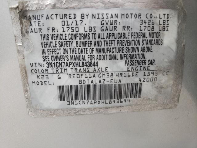 Photo 9 VIN: 3N1CN7APXHL843644 - NISSAN VERSA S 