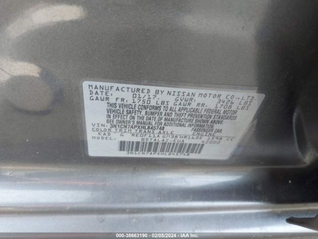 Photo 8 VIN: 3N1CN7APXHL845748 - NISSAN VERSA 