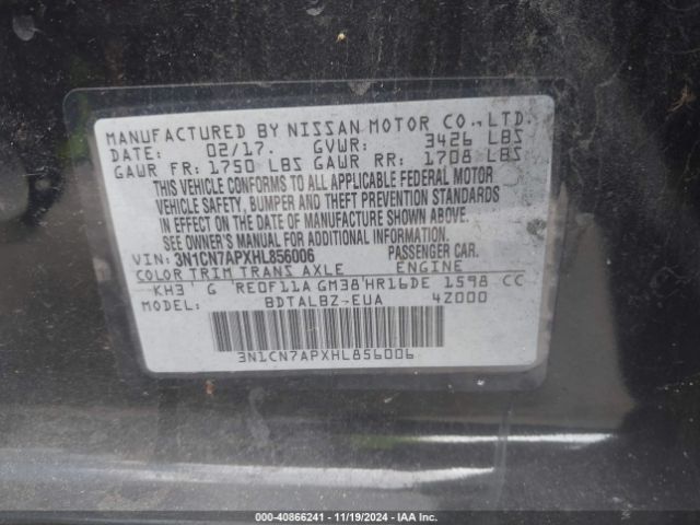 Photo 8 VIN: 3N1CN7APXHL856006 - NISSAN VERSA 