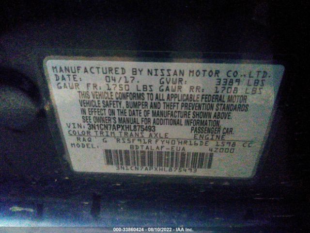 Photo 8 VIN: 3N1CN7APXHL875493 - NISSAN VERSA SEDAN 