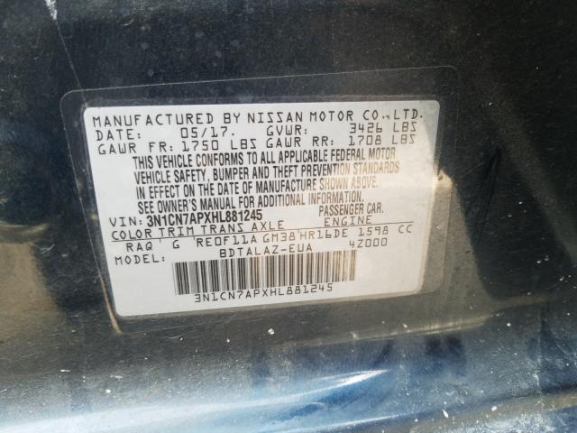 Photo 9 VIN: 3N1CN7APXHL881245 - NISSAN VERSA S 