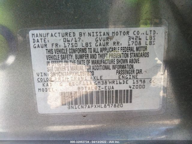 Photo 8 VIN: 3N1CN7APXHL897820 - NISSAN VERSA SEDAN 