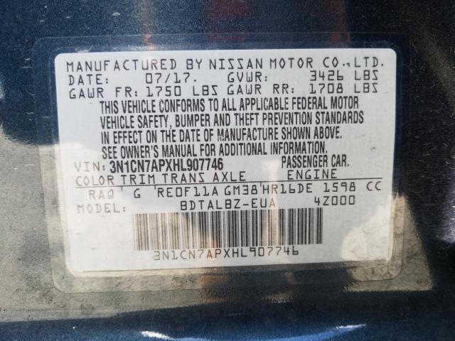 Photo 9 VIN: 3N1CN7APXHL907746 - NISSAN VERSA S 