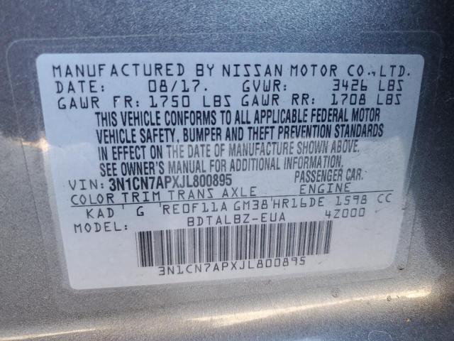 Photo 11 VIN: 3N1CN7APXJL800895 - NISSAN VERSA 