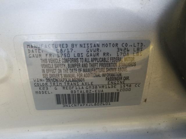 Photo 9 VIN: 3N1CN7APXJL802601 - NISSAN VERSA S 