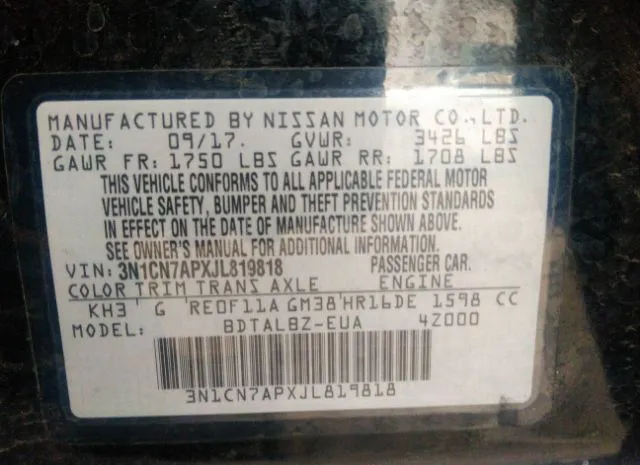 Photo 8 VIN: 3N1CN7APXJL819818 - NISSAN VERSA SEDAN 