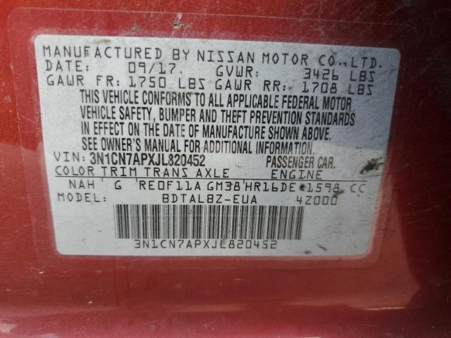 Photo 11 VIN: 3N1CN7APXJL820452 - NISSAN VERSA S 