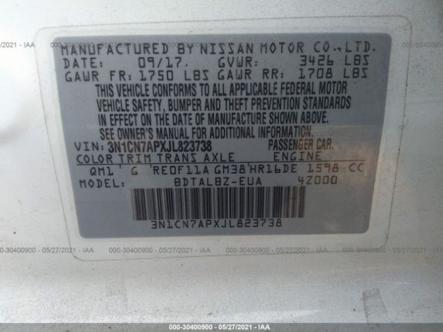 Photo 8 VIN: 3N1CN7APXJL823738 - NISSAN VERSA SEDAN 